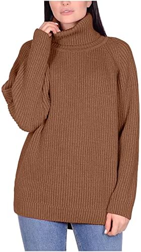 Женски женски плетен џемпер, жени џемпери со долг ракав врвови лабава долга ракав цврста боја пулвер џемпер за џемпери