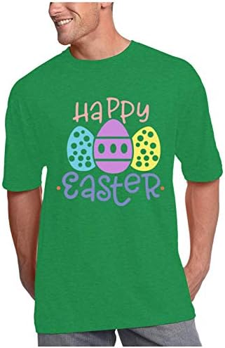Плус големина среќна велигденска кошула за жени Симпатични јајца Печатени графички маички лабави обични маици со краток ракав
