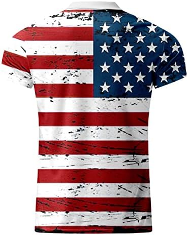 Менско американско знаме Поло кошули Патриотски маици на 4-ти јули 2023 лето лето-необичен гроздобер Туника за кратки ракави на врвовите на Туника