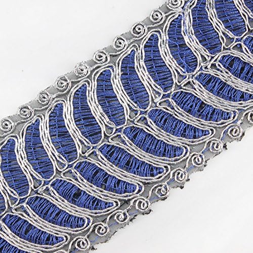 7yard сребрена метална африканска африканска африканска чипка чипка ткаенина за везови мотив за везови додатоци за шиење за шиење за DIY
