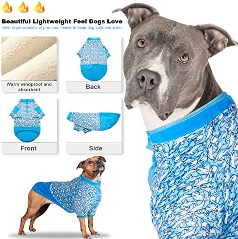 Loverpet Голема раса џемпер за кучиња: мека и надградена лесна ткаенина, ајкула заразена со вода starвездена светлина за отпечатоци од кучиња фланел кошула, погодна за чи