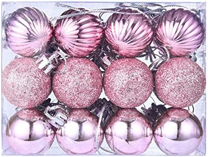 Квинсбокс 24 парчиња 30мм/1.18 Божиќни топки пластични Божиќни топки за декоративни, празнични и забавни украсни украси за забави