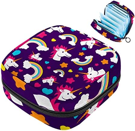 Шарен цртан филм еднорог виножито срце starsвезди образец санитарна торба за складирање на салфетки менструална торба за торбичка за менструална чаша со патент за т?