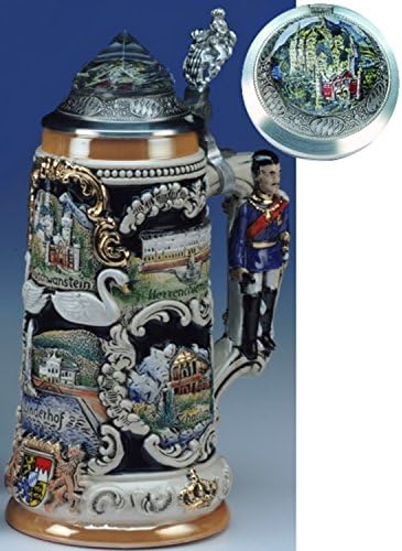 Традиционално германско пиво Штајн-Баварски замок Штајн, 3-Д рачка на кралот Лудвиг, кристален капак на Нојшванштајн 0,75L