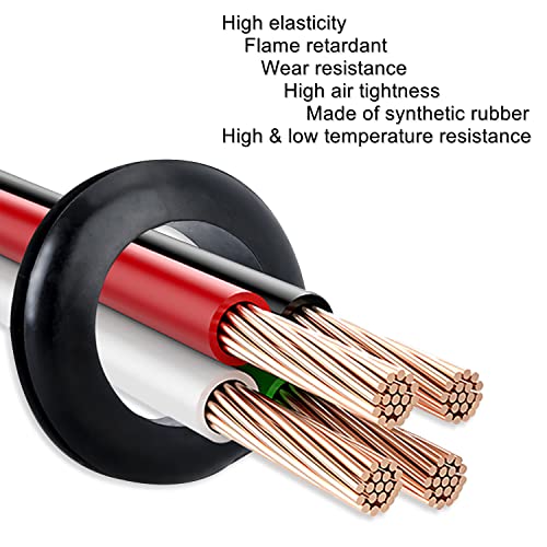 Heyiarbeit Guber Grommet 50pcs 1 / 25мм внатрешна дупка отпорна на масло од арматура гума од гума за жици за кабел за жици