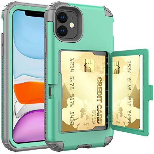 АКСЛИФ iPhone 11 Случај, 11 Паричник Кредитна Картичка Случај, Заштитни Хибрид Капак Со Картичка Слот Носителот и Огледало &засилувач;