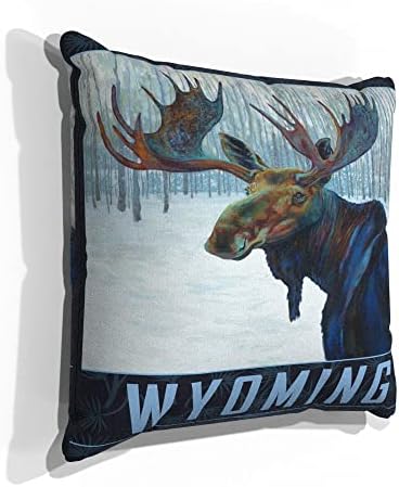 Вајоминг Зимски лос Фаукс велур тросед фрли перница од нафтено сликарство од уметникот Кари Лер 18 x 18.