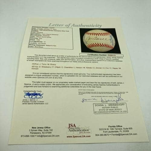 Тимот на Јенкис 1996 година потпиша светска серија Бејзбол Маријано Ривера ЈСА Коа - Автограмирани бејзбол