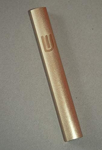 Judaica Mezuzah Case Gold Metallic Aluminum затворен полу -круг 12 см