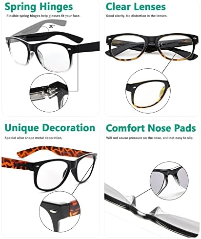 Очила за читање на очите на 80 -тите години за читање на жени 5 пара вклучуваат читање очила за сонце +1,50