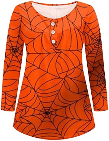 Памучен екипаж на вратот на вратот на вратот за Ноќта на вештерките лабава фит блуза за женски есен зимска плетена кардиганска