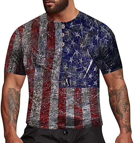 Bmisegm летни маички фустани кошули машко американско знаме Патриотски кратки ракави Денот на независност на Менс желка вратот