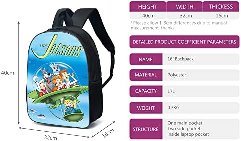 Цртани ранец на цртан филм Есукар, ранец 16in лесен лаптоп торба со голем капацитет ранец за отпадоци за абење, абела торба