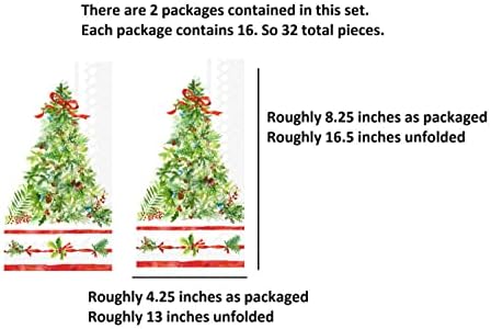 Божиќни рачни крпи комплети: квалитетни крпи за хартија за еднократна употреба хартија со теми за одмор - 32 вкупно празнични