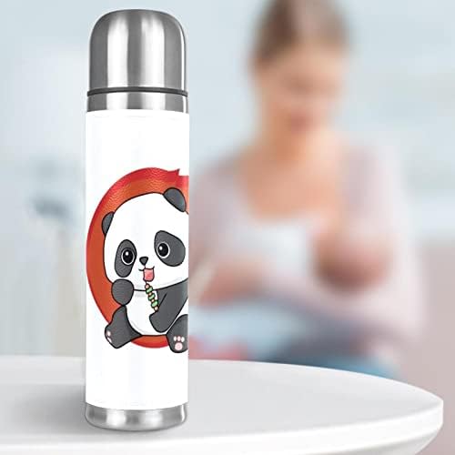 Цртан филм Панда од кожа од не'рѓосувачки челик изолирано кригла бебе момче термос шише со вода за топли и ладни пијалоци деца