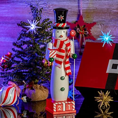 Орнатичност Божиќ Снежан одбројување Оревокршач - Оревокршач од дрвен снег со календар за авантури, брои на Божиќна база Божиќ