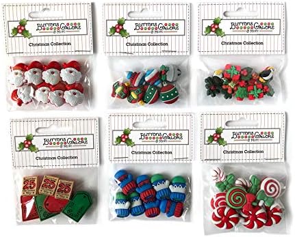 Копчиња Galore 50+ Собрани Божиќни копчиња за шиење и занаети - сет од 6 пакувања со копчиња
