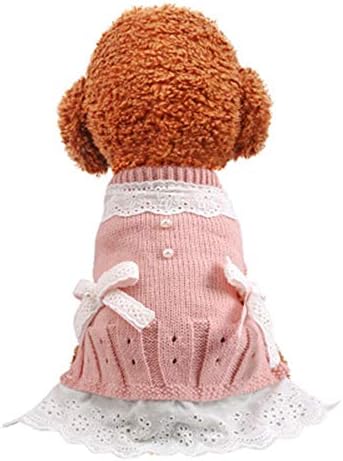 Облека за кучиња за девојчиња плетени кучиња фустан - плетени џемпери за миленичиња облека за домашни миленици, мала облека