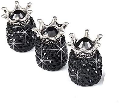 Besportble 4 парчиња вентил матични капаци кристал rhinestone, дијамантска круна во форма во форма на рачно изработено размазнување