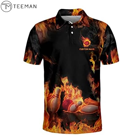 Teeman Custom Bowling Bowling кошула за мажи, машки смешни боречки кошули со кратки ракави, боречки дрес за тим