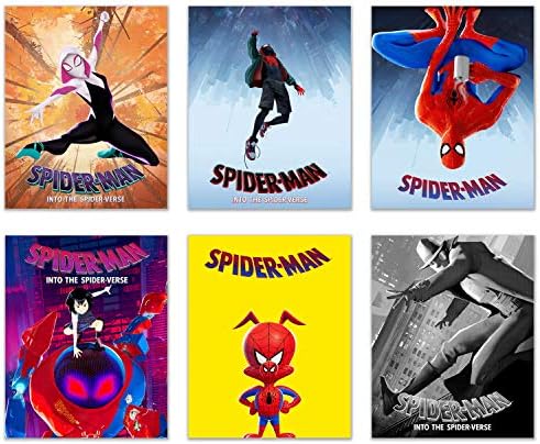 BigWigprints Spiderman во печатените филмови Spiderverse - сет од 6 фотографии, сјајни