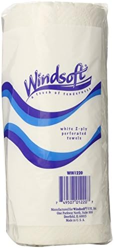 WindSoft 1220-85RL Перфориран ролна за крпи за хартија, 11x8 4/5, бела, 85 табели
