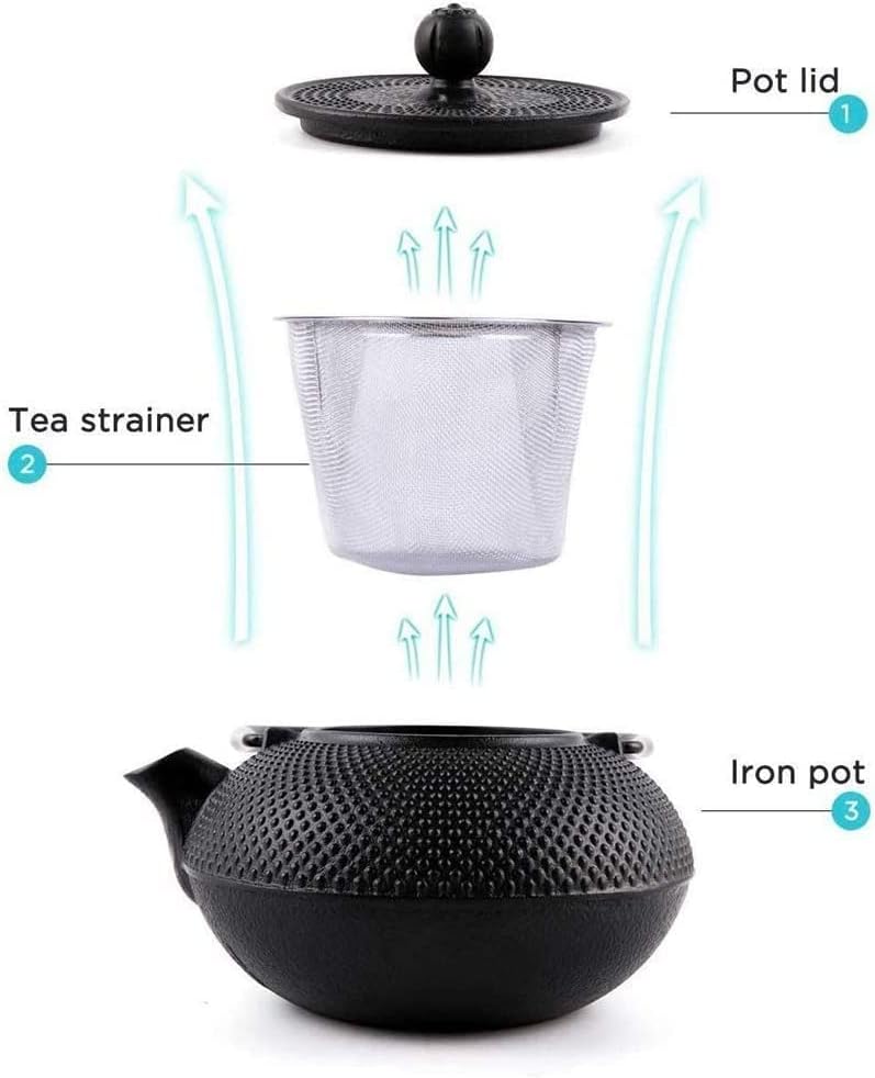 Модерни Чајници Чајник Керамика 900мл Чајник Постави Леано Железо Чајник Со Нерѓосувачки Челик Филтер За Лабава Чај 4 Чаши,