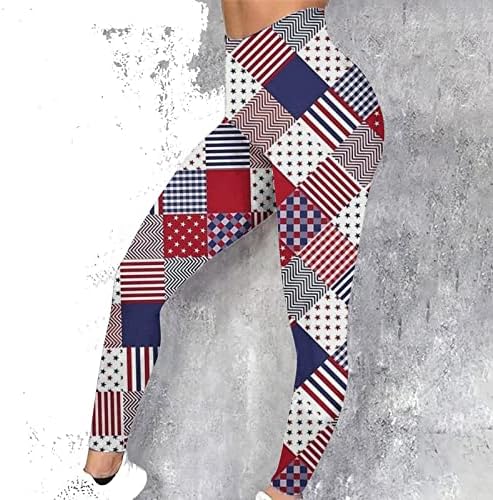 Knенски женски салата за вежбање панталони Американски знаме печати хеланки случајни домашни пантолони за жени Контрола на стомакот