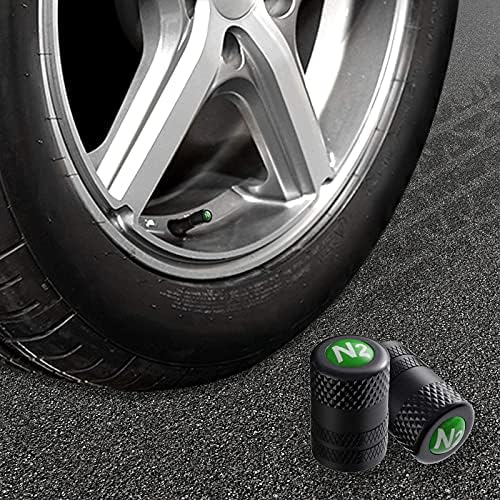 Ckauto 4 PCS алуминиумски гуми за гуми на матични капаци со лого N2 азот, универзални капаци на STEM за автомобили, SUV, велосипеди