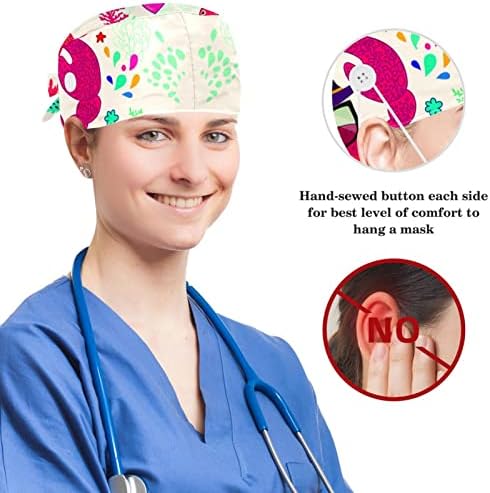 Медицинска сестра ги капачињата жени долга коса, моливчиња од виножито од креда прилагодливо работно капаче со копче и лак за