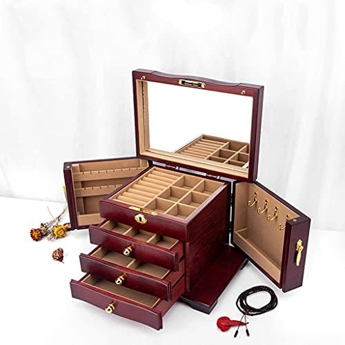 Кутија За Накит Од Дрво XJJZS Европски Стил Висококвалитетна Мултифункционална Повеќеслојна Кутија За Накит За Складирање СО
