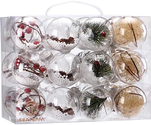 Тим на морето 70мм/2,76 ShatterProof јасни пластични божиќни украси за божиќни топки занаетчиски Божиќни топки бори поставени