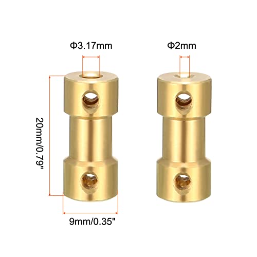 Rebower Цврста Спојка Бакар Вратило Спојка Приклучок Моторни Додатоци [ЗА 3D Печатач] - 2mm до 3,17 mm Создаден L20 x D9/Злато