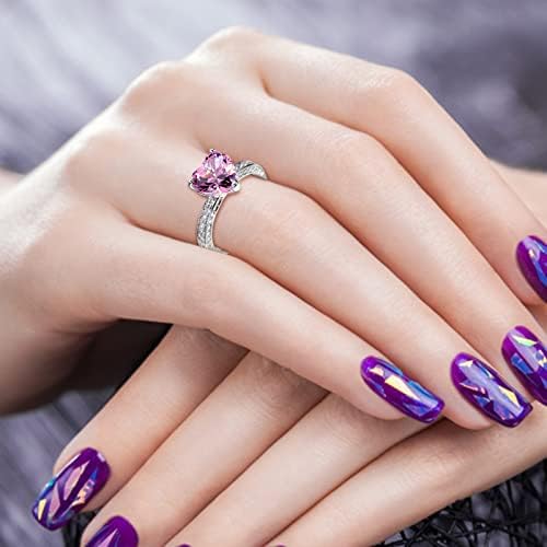 Прстени за жени 2023 година роденденски подароци мода женско срце срце цирконија дијамантски прстен за венчален прстен