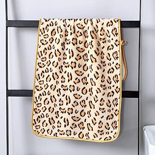 Wpyyi леопард печати преклопна крпа за бања за возрасни кујнски сад за миење садови Абсорбента за брзо сушење на косата за коса