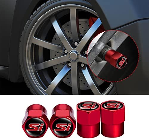 Pokhdye одговара на Civic Si Valve Caps Caps 4PCS, матични капаци на гуми за автомобили, SUV, велосипед, камиони и мотоцикли