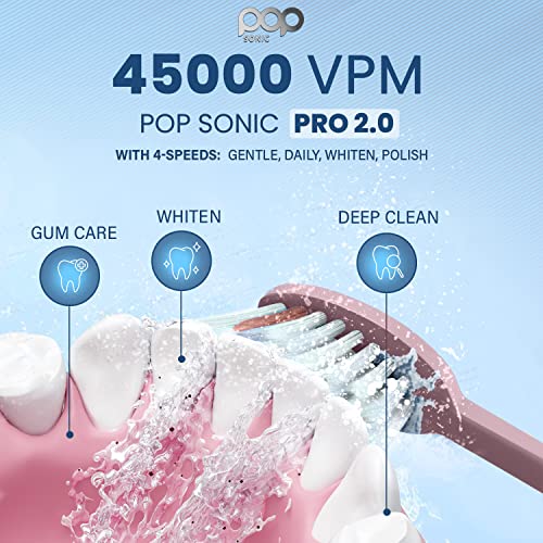 POP Sonic Pro 2.0 Електрична четка за заби, ултразвучна четка за заби | 45.000 VPM | Електрична четка за заби за возрасни и