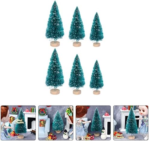 ТОЈАНДОНА 6 парчиња Минијатурни Снежни Мраз Дрвја Мини Божиќни Борови Дрвја Со Дрвена Основа Вештачки Матирани Сисални Дрвја