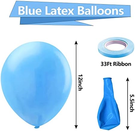 Безенте Сини Балони Латекс Партија Балони - 100 Пакет 12 Инчен Круг Хелиум Светло Сини Балони За Бебе Туш Свадба Роденден Декорации