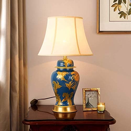 Закан керамичка маса ламба-светлина луксузна керамичка маса ламба бакарна спална соба ламба атмосфера ingingdezhen Европска