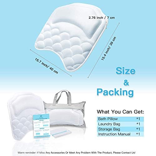 BeautyBaby Cate Pemlo Pillow Pillows Pillows за када, со не лизгање 8 големи силни чаши за вшмукување, бесплатна торба за перење