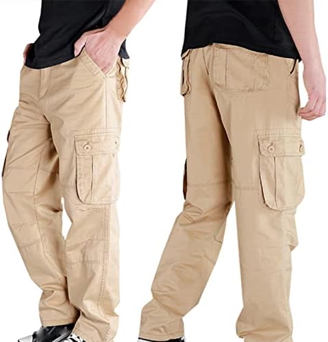 Машки карго панталони стилски цврста боја повеќе џебови хип-хоп дизајн лето тенки памучни удобни спортови директно панталони
