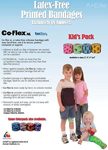 Andover Co-Flex NL Kids Pack 2 x5yds 4-пакет кохезивен флексибилен еластичен латекс бесплатен завој компресија самоодржлива