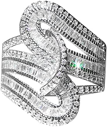 Yistu тенки прстени за жени двојка принцеза исечете дијамантски сет прстен моден луксуз жени ангажман свадбен накит