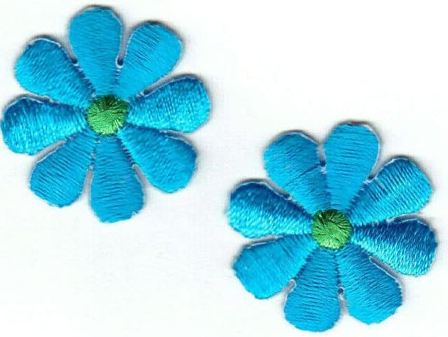 Сет од 2 сини цвеќиња на маргаритки 1 1/2 железо на лепенка.