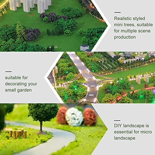 Yarnow 50 парчиња диорама мини воз пластична поздрава архитектура лажни модели DIY за декорација модел декор сценографија зелена