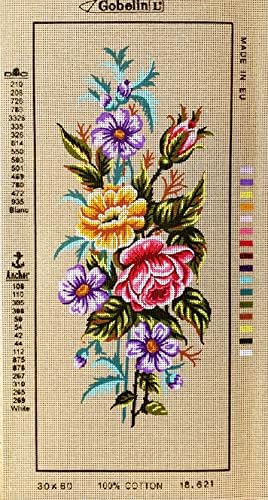 Игличка обоена платно таписерија Гобелин - цвеќиња. 12 x24 18.621 од Гобелинл
