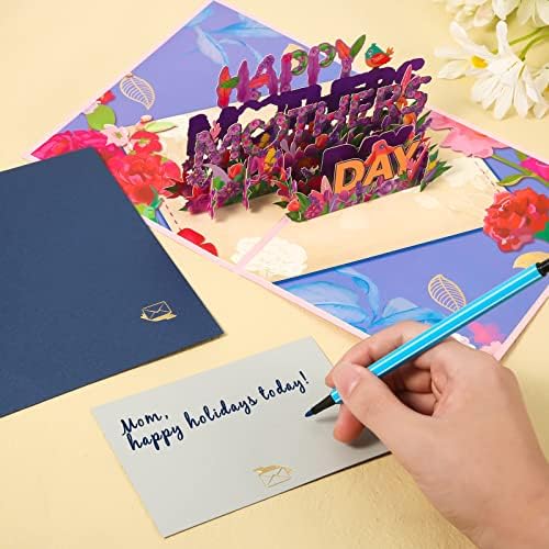 Среќен ден на мајките, се појавува картичка, 3Д стерео честитка за Денот на мајката со белешка картичка и плик цвет тематски