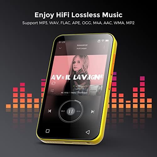 Timmkoo MP3 плеер со Bluetooth, 4.0 Целосен екран на допир MP4 MP3 плеер со звучник, преносен Hifi Sound Mp3 Music Player со
