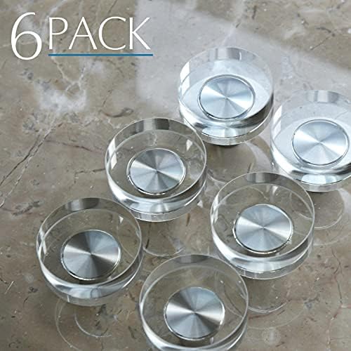 Jerrever 6 пакет стакло кристални копчиња со четкани фиоки за никел влечете ја рачката на кабинетот за кујна за фустани
